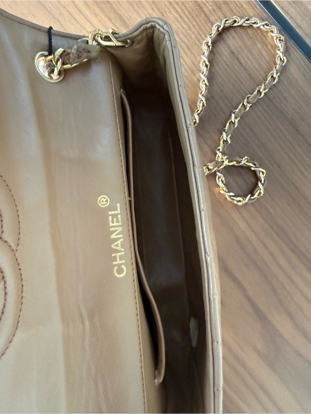 Vintage Chanel Caramel Lambskin Quilted Flap Bag Large CC Gold Hardware - Picture 6 of 9